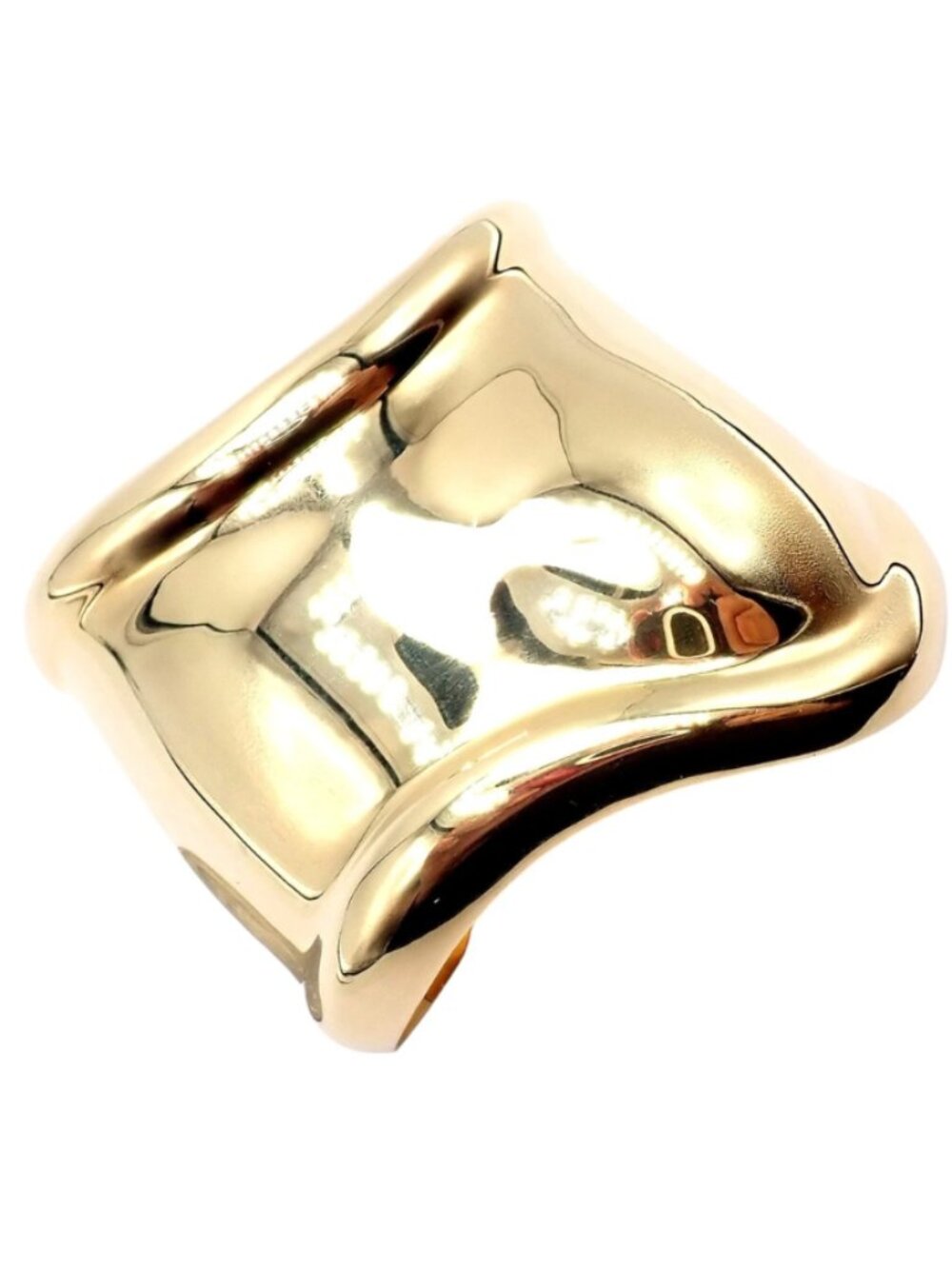 Authentic! Tiffany & Co Peretti 18k Yellow Gold Medium Bone Cuff Bracelet 104g